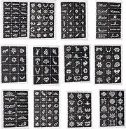 Temporary Tattoos Stencils,Henna Tattoo Kit,204 Patterns Waterproof Reusable Hollow Out Body Art Stencil for Cosplay Halloween