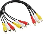 EMSea 3 RCA Male Plug to 6 RCA Female Jacks Composite Video Splitter Adapter Output Cables Cord Gold Plated 30cm for AV DVD TV