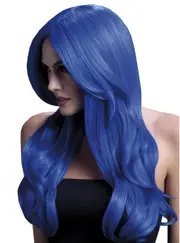 Khloe Neon Blue Womens Deluxe Wavy Fashion Wig