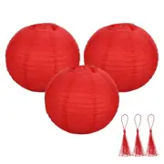 3 Pcs Red Round Paper Lanterns 14 Inch Paper Lantern Party Decorations
