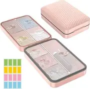 Restree Daily Pill Organizer, 8 compartments Portable Pill Dispenser, Moisture-Proof Travel Pill Case, Large Pill Box for Vitamin, Medicine, Fish Oil/Supplements (Pink)