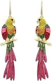 [LongcreekX] Parrot Earrings for Women, Cute Bird Parrot Tassel Earrings for Girls, Rainbow Parrot Branch Dangle Earrings Hypoallergenic, Tropical Parrot Animal Bohemian Drop Earrings, Beaded Parrot Earrings Studs, Parrot Birds Jewelry Gifts Funny Earrings