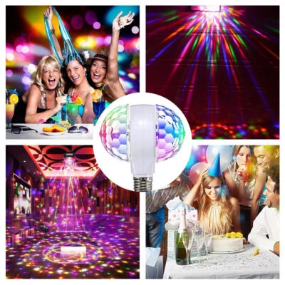 B22 6W Magic LED Dual Crystal Ball Rotating DJ Disco Party KTV Stage Light Bulb