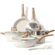 Nonstick Pots and Pans Set, 10 Pcs Granite Stone Kitchen Cookware Sets (White)