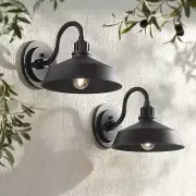 Arnett Rustic Outdoor Wall Light Fixtures Set of 2 Black Dusk to Dawn 10 1/2"