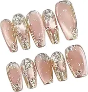 koolsoo 10 Pieces Press on Nails, Finger Wear Manicure,Artificial Fake Nails, Nail Decor Manicure Nail Tips for Birthday Wedding, S