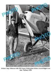 OLD LARGE PHOTO AMY JOHNSON AND HER GYPSY MOTH c1930