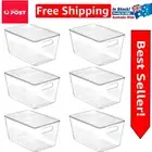6 Clear Plastic Storage Bins - Space-Saving Stackable Containers for Any Room
