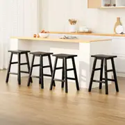 Set of 4 Beech Wood Bar Stools - Black