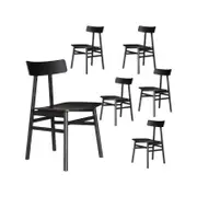 Claire Dining Chair Set of 6 Solid Oak Wood Timber Seat Furniture - Black