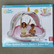 New Sun Smart Mega Rainbow Unicorn Shade & Splash Mat Inflatable Sun Shield