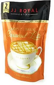 JJ Royal Kopi Tubruk Caramel Latte, 2 sachets @ 30 Gram ( 3 Packs)