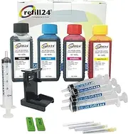 refill24 Compatible Ink Cartridge Refill Kit for HP 62 62XL Black & Colour with Clip and Accessories