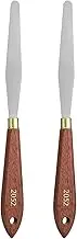 uxcell 2pcs Palette Knife Painting Tool 4.33" x 0.59" Stainless Steel Teardrop Blade 8.66" Length Spatula Painting Pallet Knives with Hole Beech Wood Handle for Acrylic Canvas, Red/Silver