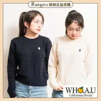 在飛比找momo購物網優惠-【WHO.A.U】韓國 女版 圓領胸前刺繡 熊熊 麻花 針織