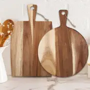 2 Pcs Wood Cutting Board Wooden Chopping Serving Acacia With Handle Charcuterie