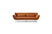 Design Square Modern Designer Fabric 3-Seater Lounge Sofa Wooden Legs - Tan