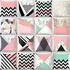 Pink Black Geometric Pattern Square Cushion Cover Pillow Case Pillows Cushions