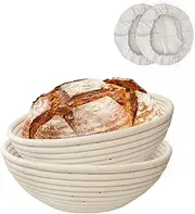 2 Pack 10 inch Round Banneton Proofing Basket Set, YEESON Sourdough Bread Proofing Basket Baking Dough Bowl with Cloth Liner for Home Bakers
