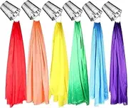 Zonon 6 Pcs Art Paint Party Decoration Sheer Rainbow Curtains for Windows and Paint Bucket Back to School Colorful Curtains for First Day of School Classroom Bedroom Decor(Silver,29.5×78.7 Inch)