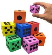 Colorful Foam Dice Set - Pack of 24 - (1.5") Solid Colors Big Square Block Dice