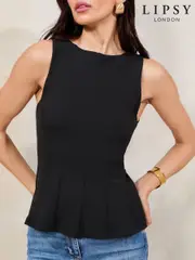Lipsy Black Peplum Top (F62203) | $74