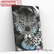 Paint By Numbers Kit White Leopard Animal Framed Decor Beginner Canvas Oil Brush