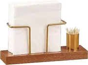 Napkin Holder with Toothpick Holder, Vertical Napkin Holder with Solid Walnut Base, Modern Napkin Holder for Table Decoration in Restaurant, Cafe, Hotel or Kitchen