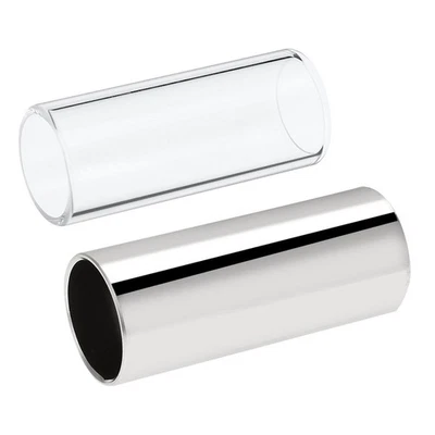 2pcs Guitar Slide 6cm Stainless Steel and Glass Tone Bar Set Instrument