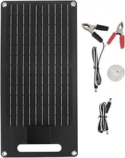 50W Solar Panel Charger, 12V Monocrystalline Solar Panel with Dual USB, High-Efficiency Solar Battery Charger for Vehicle, RV, Boat, and Mobile Phone