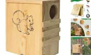 Wooden Squirrel House for Outside, Large Nesting Box for Squirrels, Chipmunks