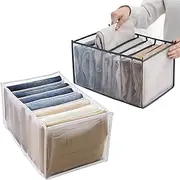 7 Grids Washable Wardrobe Clothes Organizer, Wardrobe Inserts, Closet Storage - 2pcs Jeans Compartment Storage Box Portable Clothes Wardrobe for Jeans, T-shirt, Legging, Skirts, Kid Clothes
