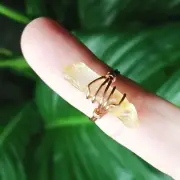 Aura Quartz Crystal Ring, Wire Wrapped, Copper, Size 6, Boho Chic Statement