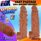 Penis Sleeve Extender Cock Ring Extension Men Dildo Enlarger Realistic Sex Toy
