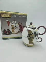 New Debbie Mumm Sakura "Joy To The World" Tea For One Holiday Teapot & Cup Set