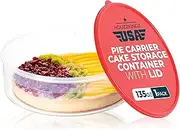 Pie Carrier Cake Storage Clear Container with Red Lid | 10.5" Large Round Plastic Cupcake Cheesecake Muffin Flan Cookie Tortilla Holder Storage Containers Airtight | Pie Keeper Transport Container