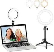 Desk Ring Light for Zoom Meetings - Video Conference Lighting Kit for Laptop Computer, 6” Clip on Table LED Light Lamp with Tripod Stand for Video Recording, Remote Working, Gaming, Vlogging