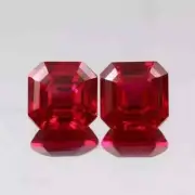 20 Ct 2 Pcs Natural Mozambique Blood Red Ruby Pair Asscher Cut Loose Gemstone A+