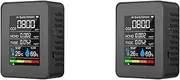 2X 5 in 1 Air Quality Monitor TVOC HCHO Temperature Humidity CO2 Meter, USB Rechargeable CO2 Detector Black