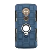 For Motorola Moto G6 Play / Moto E5 2 In 1 Cube PC + TPU Protective Case with 360 Degrees Rotate Silver Ring Holder(Navy Blue)