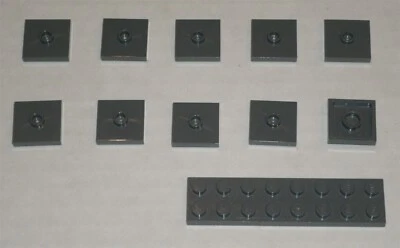 LEGO NEW 2x2 Dark Stone Grey Plate 1 Stud (10x) 6126083 Brick 23893
