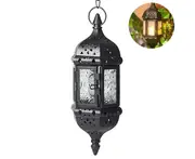 Hanging Candle Lantern, Moroccan Vintage Metal Hollow Wedding Candle Holder