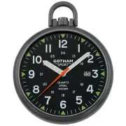 Gotham Men's Sport Gunmetal Stainless Steel Analog Quartz Date Pocket Watch
