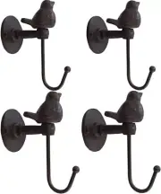 520013 Songbird Wall Hook, Brownish Black (Brownish Black-4Pack Bird