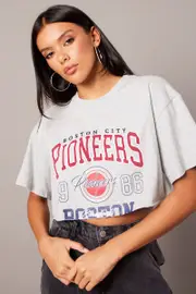 Grey Graphic Tee Short Sleeve - Size XXS, Women's Graphic Tee