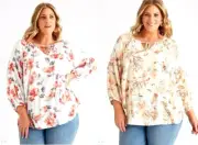 Autograph Top Plus Size 24 Peasant Tunic Shirt Blouse 3/4 Sleeve Viscose RP$80