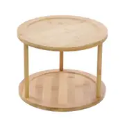 Boxsweden 24.5cm Bamboo 2-Tier Turntable Rotating Organiser Storage/Holder Brown