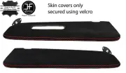 RED STITCH 2X SUN VISORS LUXE SUEDE COVERS FOR BMW E30 81-92 SEDAN (for: BMW)
