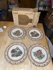 Set of 4 Winter Birds Debbie Mumm by Sakura Salad Plates NIB 8"