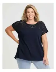 ts Taking Shape Top Size 22 Cotton Crochet Yoke style NWT